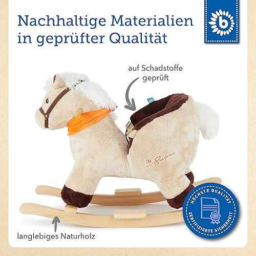 Bieco Plüsch Schaukeltier REH, 60 cm | Kinder Schaukelstuhl mit Sicherheitsgurt | Baby Schaukel | Kleinkind |Schaukelwippe ab 9 Monate | Schaukelpferd Holz - Kaedas
