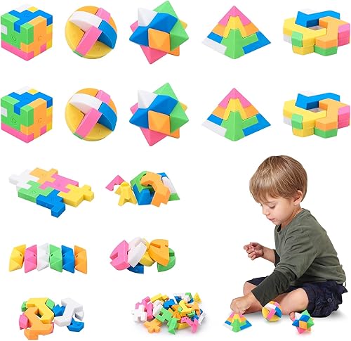 15 Stück Radiergummi Puzzle, Radiergummi Kinder Mitgebsel Schule, Würfelpuzzle Eraser, lustige Radiergummis für Schüler, geeignet als Tombola Preise, kleine Geschenke, Mitgebsel Kindergeburtstag - Kaedas