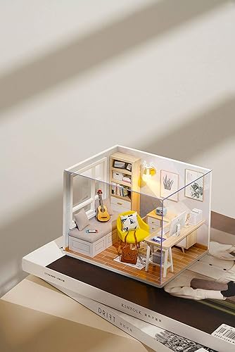 CUTEROOM DIY Miniatur Puppenhaus Kits Handwerk Holz Puppenhaus Modell Kits mit LED-Licht und Katzenmodell - Kaedas