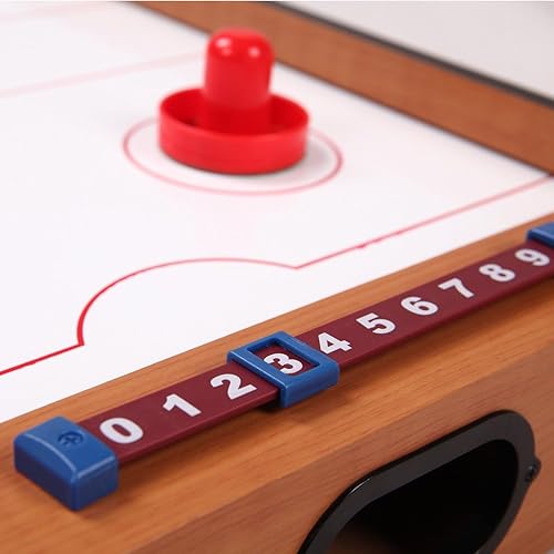 FCOUMY Multi Spieltisch, 2 in 1 Spieltisch Kombi Mini Kickertisch Fußballspiel-Tisch mit Gleit Hockey, Holz Tischkicker für Familie, Eltern-Kind Interaktiv, für Kinder - Kaedas