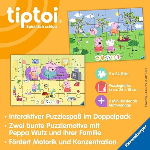 Ravensburger tiptoi Puzzle 00163 Puzzle für kleine Entdecker: Peppa Pig, Kinderpuzzle für Kinder ab 4 Jahren, für 1 Spieler - Kaedas