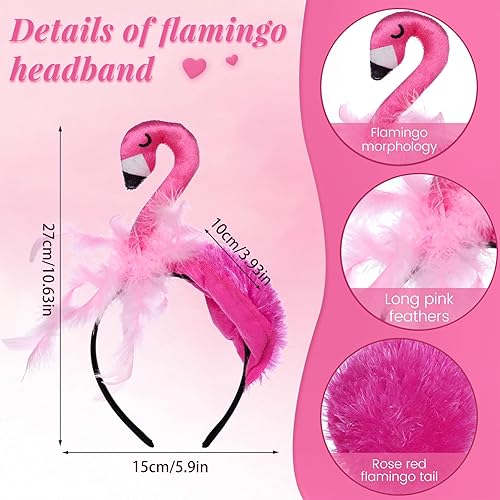 Sunshine smile Flamingo Kostüm Damen,Flamingo Haarreif,Flamingo Brille,Flamingo Tüllrock,Rosa Tüllrock Tutu Rock für Hawaii Kostüm Flamingo Party Karneval Mottoparty Fasching Kostüm Accessoires - Kaedas