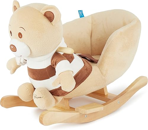 Bieco Plüsch Schaukeltier REH, 60 cm | Kinder Schaukelstuhl mit Sicherheitsgurt | Baby Schaukel | Kleinkind |Schaukelwippe ab 9 Monate | Schaukelpferd Holz - Kaedas