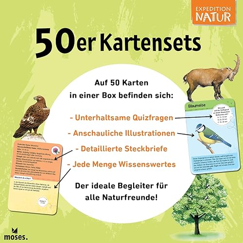 moses Expedition Natur 50 Pferde-Kartenset mit Bestimmungskarten & Quizfragen, White, Large - Kaedas