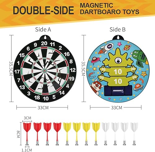 Flintronic Dartscheibe Magnetisch, Magnetisch Sichere Dartscheibe mit 14 Dartpfeilen, Dartscheibe Junge Spielzeug Geschenk für Drinnen und Draußen Party Spiel,für Kinder und Erwachsene - Kaedas