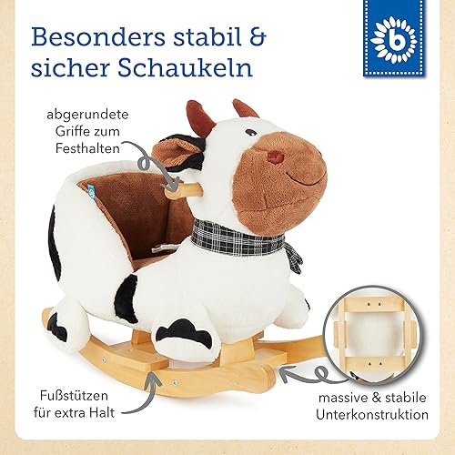 Bieco Plüsch Schaukeltier REH, 60 cm | Kinder Schaukelstuhl mit Sicherheitsgurt | Baby Schaukel | Kleinkind |Schaukelwippe ab 9 Monate | Schaukelpferd Holz - Kaedas