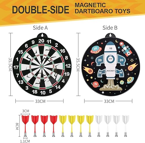 Flintronic Dartscheibe Magnetisch, Magnetisch Sichere Dartscheibe mit 14 Dartpfeilen, Dartscheibe Junge Spielzeug Geschenk für Drinnen und Draußen Party Spiel,für Kinder und Erwachsene - Kaedas