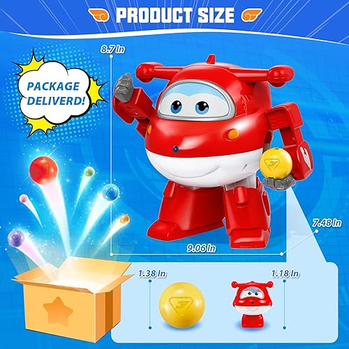Super Wings Transforming Flugzeug Super Iron Donnie ca. 12,7 cm große mit Superbällen, Verwandelbares Spielzeug-Flugzeug und Roboterfigur für Kinder ab 3 Jahren Jungen Mädchen - Kaedas