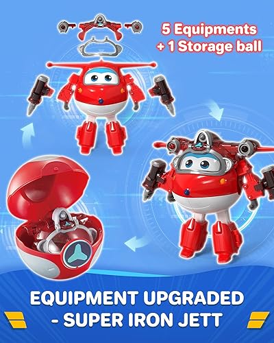Super Wings Transforming Flugzeug Super Iron Donnie ca. 12,7 cm große mit Superbällen, Verwandelbares Spielzeug-Flugzeug und Roboterfigur für Kinder ab 3 Jahren Jungen Mädchen - Kaedas