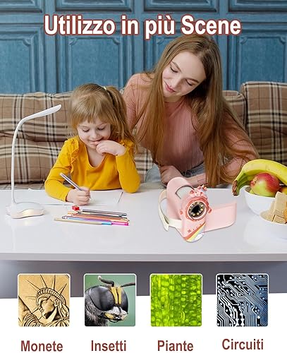 Mini Mikroskop für Kinder, OUTACT Taschenmikroskop, Microscope mit 8 LEDs, 1000X Digitalmikroskop mit 600mAh Akku, 2 Megapixel, tragbare USB-Mikroskopkamera, Kinder Mikroskop mit Foto und Video - Kaedas