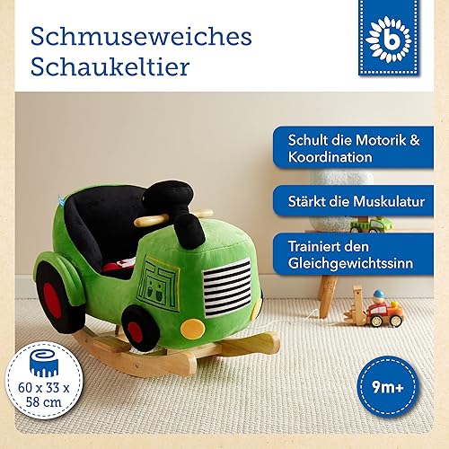 Bieco Plüsch Schaukeltier REH, 60 cm | Kinder Schaukelstuhl mit Sicherheitsgurt | Baby Schaukel | Kleinkind |Schaukelwippe ab 9 Monate | Schaukelpferd Holz - Kaedas