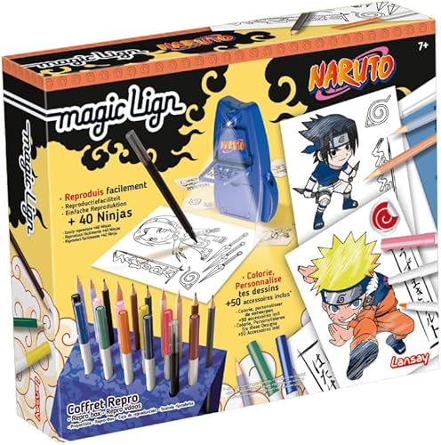 NARUTO - Magic Lign - Reproduktionsbox - Über 100 Illustrationen zum Projizieren und Zeichnen - Liebenswerte Manga-Figuren - Zeichnen lernen - Kreative Aktivität - Ab 7 Jahren - Kaedas