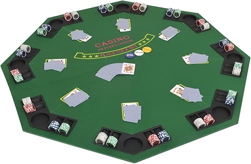 Xichuzi 8-Spieler Poker Tischauflage Faltbar 4-Fach, Poker Table, Spieltisch, Blackjack, Poker Tisch, Roulette Tisch, Deko Casino Poker, Achteckig Grün - Kaedas
