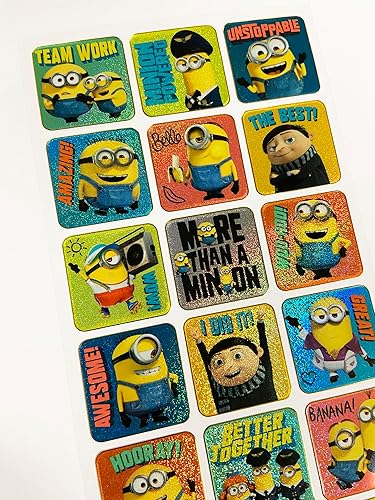 Paper Projects 01.70.12.048 Minions: The Rise of Gru Sparkly Reward Stickers | Offizielles Lizenzprodukt | wiederverwendbar auf nicht porösen Oberflächen, 19,5 cm x 9,5 cm - Kaedas