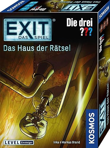 KOSMOS 694043 EXIT - Das Spiel - Das Haus der Rätsel - Die DREI???, Level: Einsteiger, Escape Room Spiel, Die DREI Fragezeichen, EXIT Game für 1-4 Spieler ab 10 Jahre - Kaedas