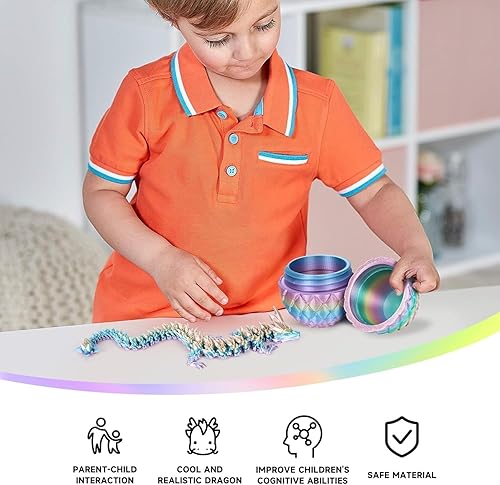 Merrwon Ostern Überraschungs Drachenei Figuren, 3D Gedruckter Beweglicher Drachen Spielzeug Ostern Geschenke Kinder, Schreibtischspielzeug Drachen Ornament für Autos, Büros, Häuser - Kaedas