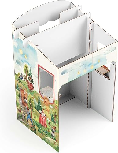 FOLDZILLA Puppentheater 0,75 x 0,70 x 1,25 m aus Pappe Theater Karton - Kasperletheater Märchen - Kaedas