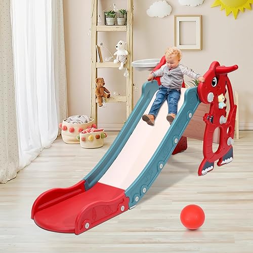 Ansobea Rutsche,4-in-1 Kinderrutsche mit Englisch Early Learning Machine,Kinder Fun-Slide,Rutsche für Kinder ab 2 Jahren- Indoor & Outdoor Rutschbahn -Grün - Kaedas
