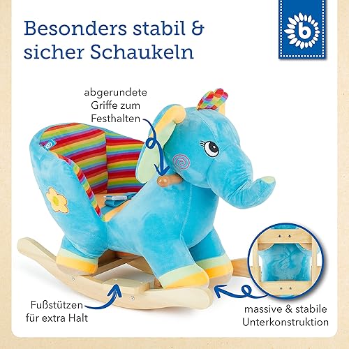 Bieco Plüsch Schaukeltier REH, 60 cm | Kinder Schaukelstuhl mit Sicherheitsgurt | Baby Schaukel | Kleinkind |Schaukelwippe ab 9 Monate | Schaukelpferd Holz - Kaedas