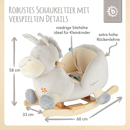 Bieco Plüsch Schaukeltier REH, 60 cm | Kinder Schaukelstuhl mit Sicherheitsgurt | Baby Schaukel | Kleinkind |Schaukelwippe ab 9 Monate | Schaukelpferd Holz - Kaedas