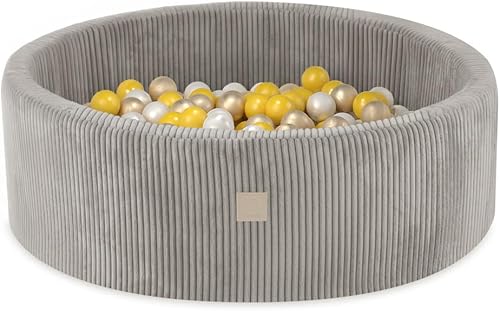 MISIOO Bällebad mit Schaumstoff-Füllung - 90x30cm - 200 Bälle für Bällebad - Hochwertige Bällebad Bälle für Kinder - Weiches und Sicheres Spielzeug - Waschbar - Kaedas