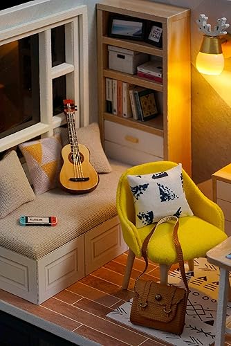 CUTEROOM DIY Miniatur Puppenhaus Kits Handwerk Holz Puppenhaus Modell Kits mit LED-Licht und Katzenmodell - Kaedas