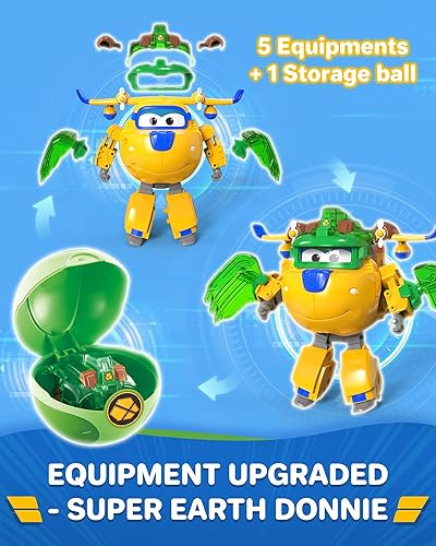 Super Wings Transforming Flugzeug Super Iron Donnie ca. 12,7 cm große mit Superbällen, Verwandelbares Spielzeug-Flugzeug und Roboterfigur für Kinder ab 3 Jahren Jungen Mädchen - Kaedas
