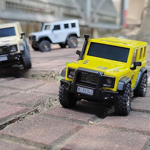 LDARC Mini RC Crawler 1:43 4WD All Terrain RC Rock Truck Ideal Für Raupenfahrzeug-Enthusiasten 2.4Ghz Maßstab Ferngesteuertes Auto Modell Kommt Mit DIY Weißer Karosserie (Wüstengelb) - Kaedas
