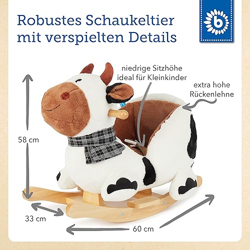 Bieco Plüsch Schaukeltier REH, 60 cm | Kinder Schaukelstuhl mit Sicherheitsgurt | Baby Schaukel | Kleinkind |Schaukelwippe ab 9 Monate | Schaukelpferd Holz - Kaedas