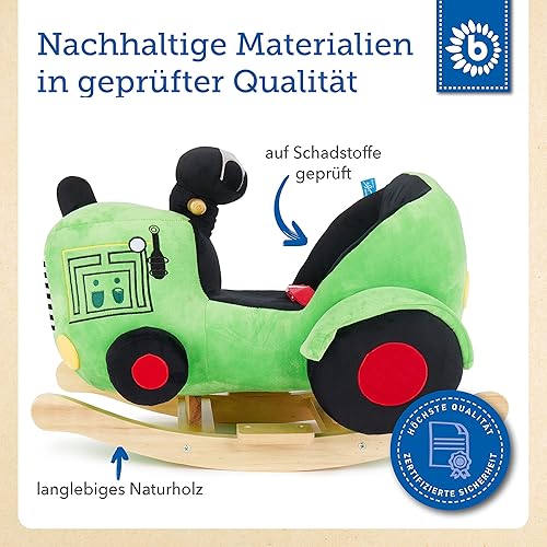 Bieco Plüsch Schaukeltier REH, 60 cm | Kinder Schaukelstuhl mit Sicherheitsgurt | Baby Schaukel | Kleinkind |Schaukelwippe ab 9 Monate | Schaukelpferd Holz - Kaedas