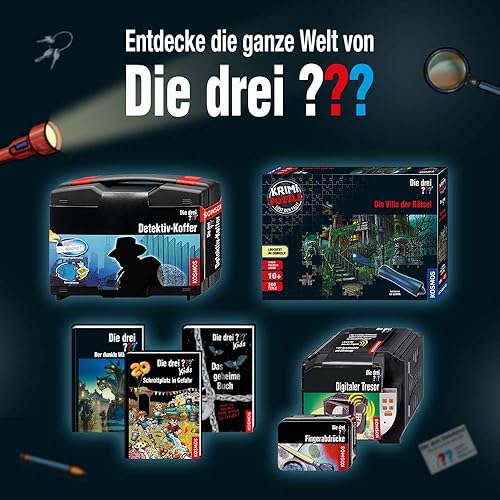 Die drei ??? Detektiv-Lampe von KOSMOS, Detektiv Spielzeug für Kinder, Rotlicht-Aufsatz, mit Geheimfach, Die drei Fragezeichen, Spielzeug für Kinder, Detektivlampe - Kaedas