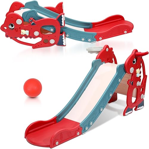 Ansobea Rutsche,4-in-1 Kinderrutsche mit Englisch Early Learning Machine,Kinder Fun-Slide,Rutsche für Kinder ab 2 Jahren- Indoor & Outdoor Rutschbahn -Grün - Kaedas