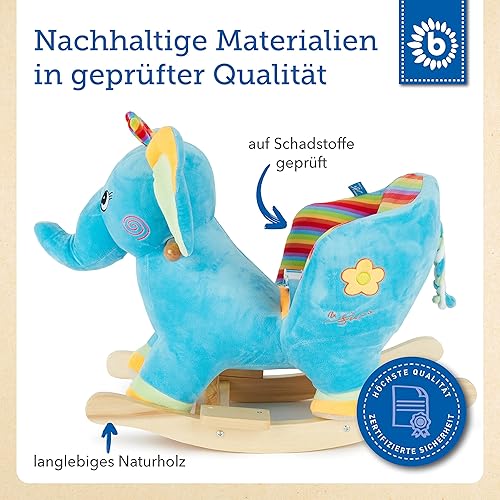 Bieco Plüsch Schaukeltier REH, 60 cm | Kinder Schaukelstuhl mit Sicherheitsgurt | Baby Schaukel | Kleinkind |Schaukelwippe ab 9 Monate | Schaukelpferd Holz - Kaedas