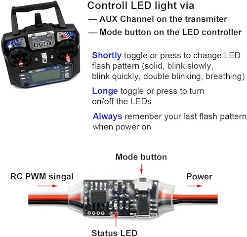elechawk Ferngesteuerter LED-Lichtstreifen für RC Starrflügler Flying Wing Plane AR Wing Drone Modellauto Truck - Kaedas