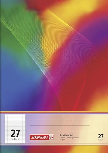 Brunnen 104492511 Schulheft (A4, 16 Blatt, liniert, mit Rand, Lineatur 25) 10 Stück - Kaedas