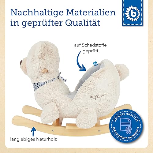 Bieco Plüsch Schaukeltier REH, 60 cm | Kinder Schaukelstuhl mit Sicherheitsgurt | Baby Schaukel | Kleinkind |Schaukelwippe ab 9 Monate | Schaukelpferd Holz - Kaedas