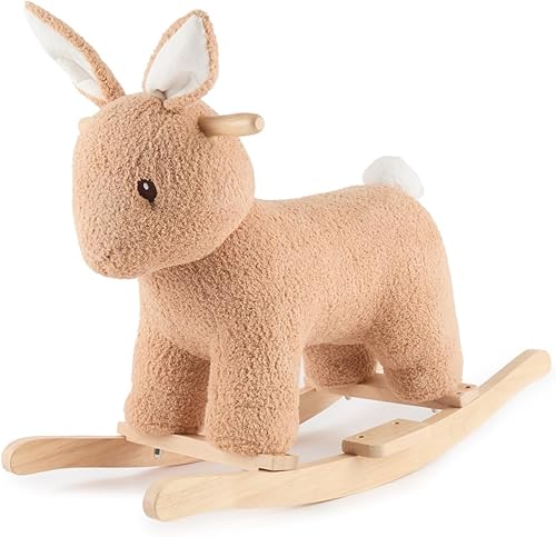 Bieco Plüsch Schaukeltier REH, 60 cm | Kinder Schaukelstuhl mit Sicherheitsgurt | Baby Schaukel | Kleinkind |Schaukelwippe ab 9 Monate | Schaukelpferd Holz - Kaedas