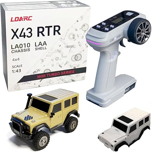 LDARC Mini RC Crawler 1:43 4WD All Terrain RC Rock Truck Ideal Für Raupenfahrzeug-Enthusiasten 2.4Ghz Maßstab Ferngesteuertes Auto Modell Kommt Mit DIY Weißer Karosserie (Wüstengelb) - Kaedas