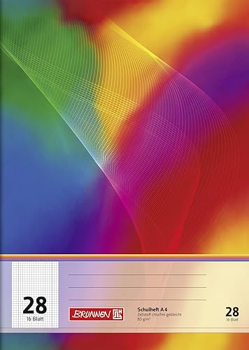Brunnen 104492511 Schulheft (A4, 16 Blatt, liniert, mit Rand, Lineatur 25) 10 Stück - Kaedas