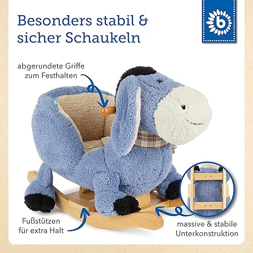 Bieco Plüsch Schaukeltier REH, 60 cm | Kinder Schaukelstuhl mit Sicherheitsgurt | Baby Schaukel | Kleinkind |Schaukelwippe ab 9 Monate | Schaukelpferd Holz - Kaedas