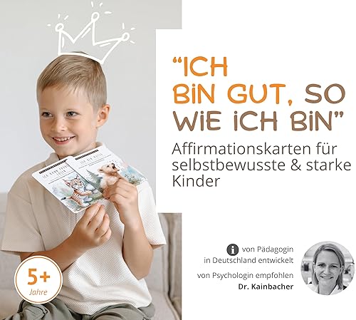 MINITALES 48 Affirmationskarten Kinder | Ich bin gut, wie Ich bin | Selbstbewusstsein stärken, Achtsamkeit & Resilienz | Gefühlskarten für Kinder & Selbstliebe Karten | Mutmachkarten - Kaedas