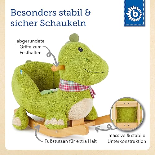 Bieco Plüsch Schaukeltier REH, 60 cm | Kinder Schaukelstuhl mit Sicherheitsgurt | Baby Schaukel | Kleinkind |Schaukelwippe ab 9 Monate | Schaukelpferd Holz - Kaedas