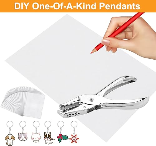 148 Stück Schrumpffolien Set,Schrumpffolie Set Schlüsselanhänger 15 Blätter 20 x14.5 cm Schrumpffolie Zum Basteln, Locher,Ohrhaken,Schlüsselanhänger,Verschluss, für Kinder Kreativer DIY-Bastelarbeiten - Kaedas