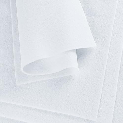 Jtnohx Filzstoff, Weiche Farbig Filz zum Basteln, 1,4mm dick Bastelfilz, 20x30cm Filzplatten für Heimwerker und Nähprojekte (Weiß) - Kaedas