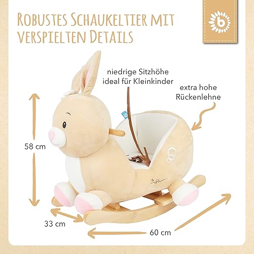 Bieco Plüsch Schaukeltier REH, 60 cm | Kinder Schaukelstuhl mit Sicherheitsgurt | Baby Schaukel | Kleinkind |Schaukelwippe ab 9 Monate | Schaukelpferd Holz - Kaedas