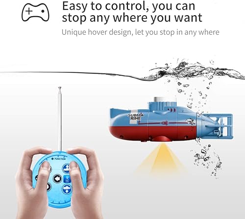 Syrisora ​​RC Mini-U-Boot, 6 Kanäle, Fernbedienung, Unterwasserschiff, RC-U-Boot-Modell, Kinder, Lernspielzeug, Kinder (Blau) - Kaedas