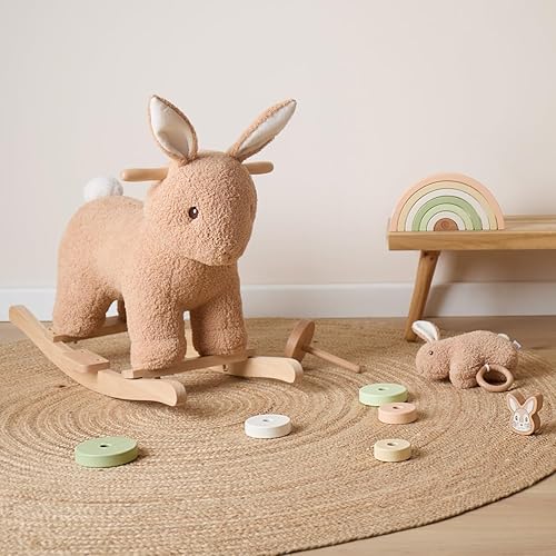 Bieco Plüsch Schaukeltier REH, 60 cm | Kinder Schaukelstuhl mit Sicherheitsgurt | Baby Schaukel | Kleinkind |Schaukelwippe ab 9 Monate | Schaukelpferd Holz - Kaedas