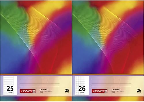 Brunnen 104492511 Schulheft (A4, 16 Blatt, liniert, mit Rand, Lineatur 25) 10 Stück - Kaedas