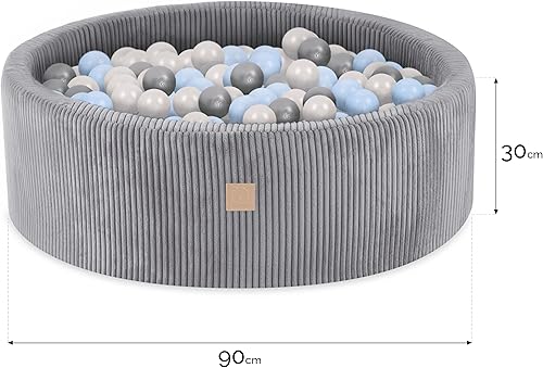 MISIOO Bällebad mit Schaumstoff-Füllung - 90x30cm - 200 Bälle für Bällebad - Hochwertige Bällebad Bälle für Kinder - Weiches und Sicheres Spielzeug - Waschbar - Kaedas