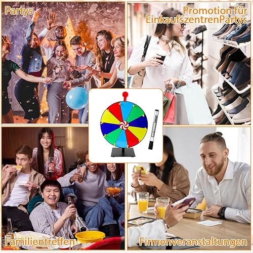 Tyafzzn Glücksrad zum Drehen, Glücksrad zum Selbstgestalten, Glücksrad Spielzeug mit Markierstift, Spinning Prize Wheel, Glücksrad für Party, Karneval, Lotteriespiele, Wortspiele - Kaedas